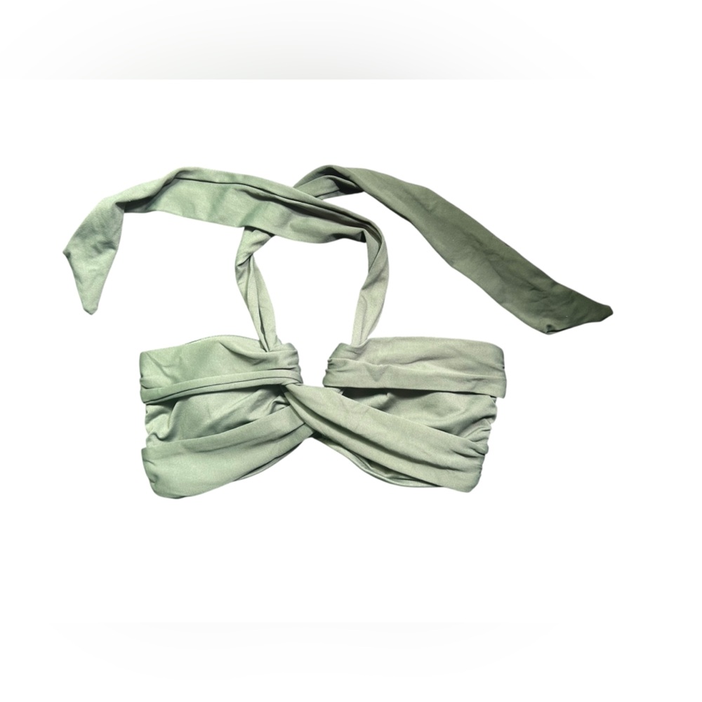 SEAFOLLY olive green Collective Halter Bandeau Bikini swim Top US size 8 NWOT - Picture 2 of 8